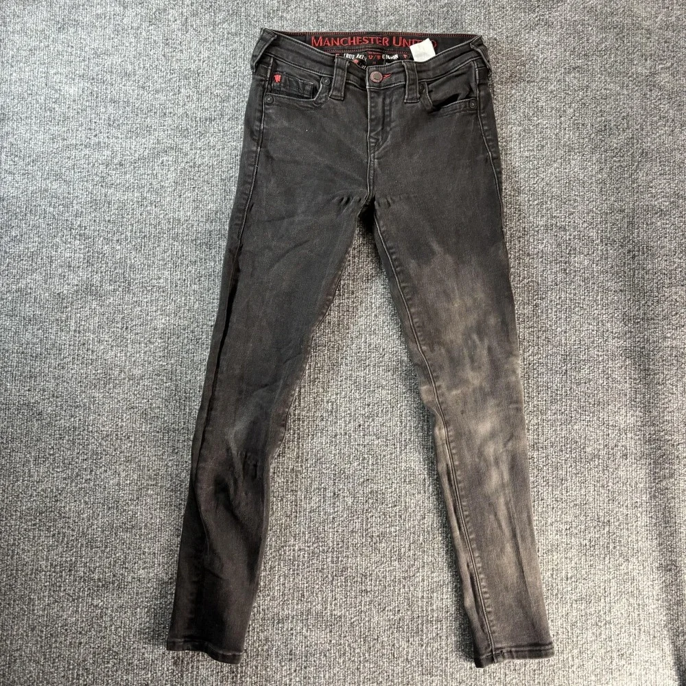 Manchester United Pants Boys 28 Black‎ Soccer Football True Religion Jeans Denim
